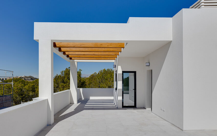 Chalet solárium, piscina y vistas al mar en Finestrat